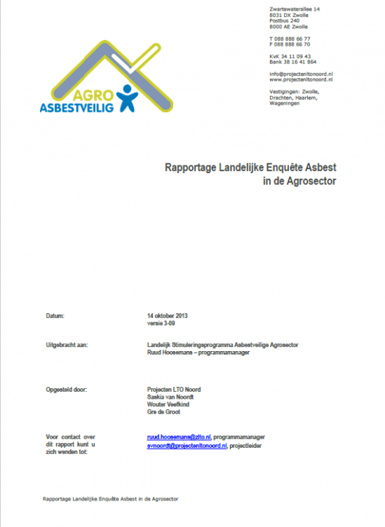Rapportage Landelijke Enquête Asbest in de Agrosector